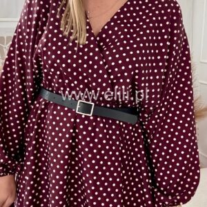 Alternative view of Sukienka Klaudia bordowa w kropki