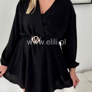 Alternative view of Kombinezon-sukienka z paskiem czarny