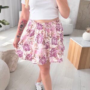 Alternative view of Spódnica bombka Mia beżowa w pudrowo brązowe kwiaty