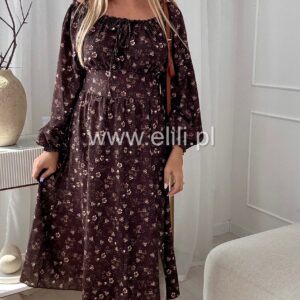 Alternative view of Sukienka Azalia brązowa w kwiatki