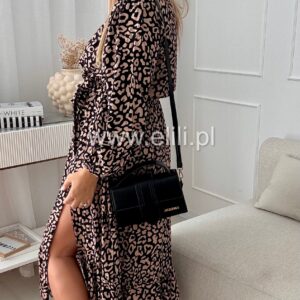 Alternative view of Sukienka Karolina czarna w karmelową panterkę