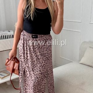 Alternative view of Spódnica z rozcięciami karmelowa w kamyczki