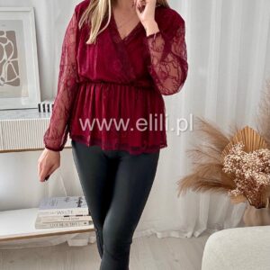 Alternative view of Bluzka koronkowa z baskinką bordo