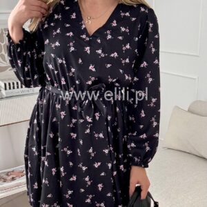 Alternative view of Sukienka Zuzanna  czarna w małe kwiatuszki