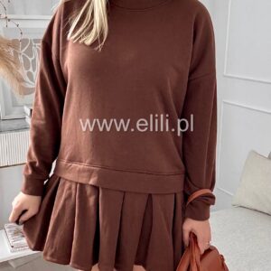 Alternative view of Dresowa sukienka z falbankami czekolada
