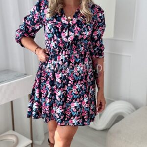 Alternative view of Sukienka Ewa mini w pudrowo niebieskie kwiaty