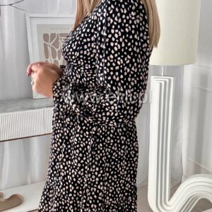 Alternative view of Sukienka Felicja wiskoza czarna w białe kamyczki