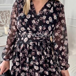 Alternative view of Sukienka Elena czarna w kwiatki