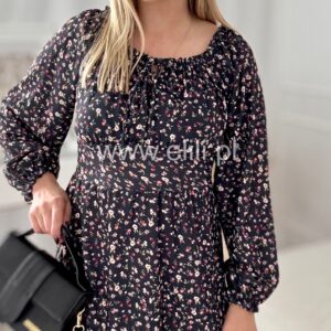 Alternative view of Sukienka Azalia czekoladowa w łączkę