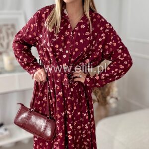Alternative view of Sukienka Zelia bordowa w kwiatki