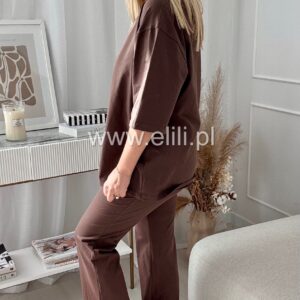 Alternative view of Spodnie dzwony bawełniane czekolada