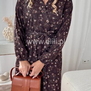 Alternative view of Sukienka Wanda brązowa w kwiatki