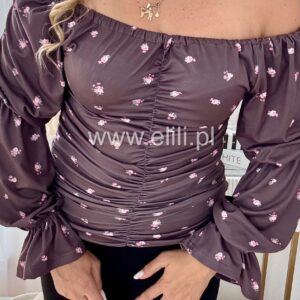 Alternative view of Bluzka z drapowaniem w drobne kwiatki